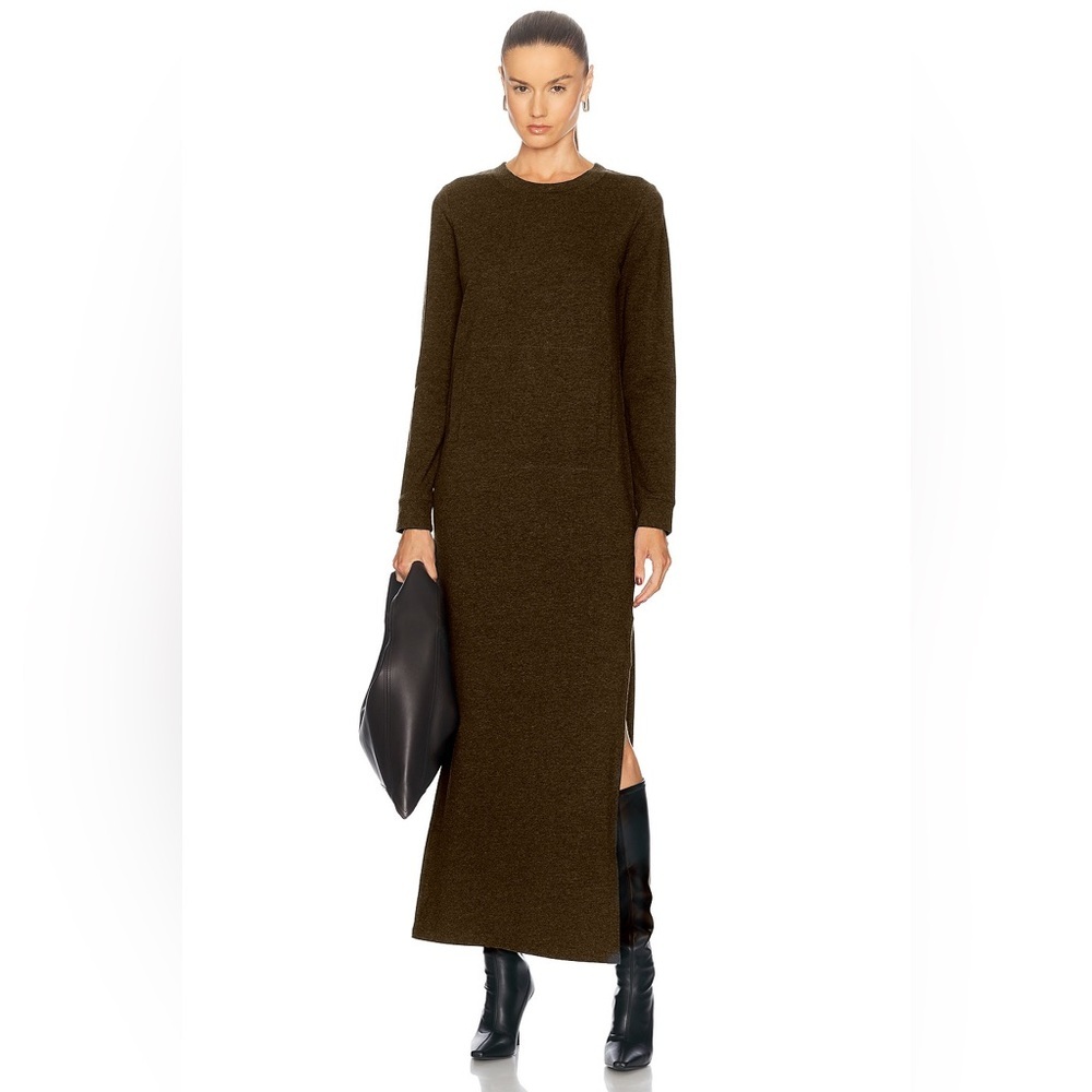 Norma Kamali 3/4 Sleeve Tailored Terry Gown Brown